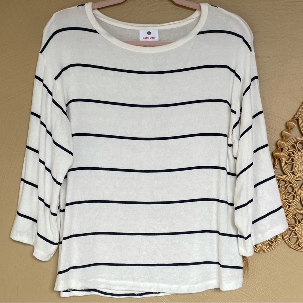 Sundry White and Black Striped Top